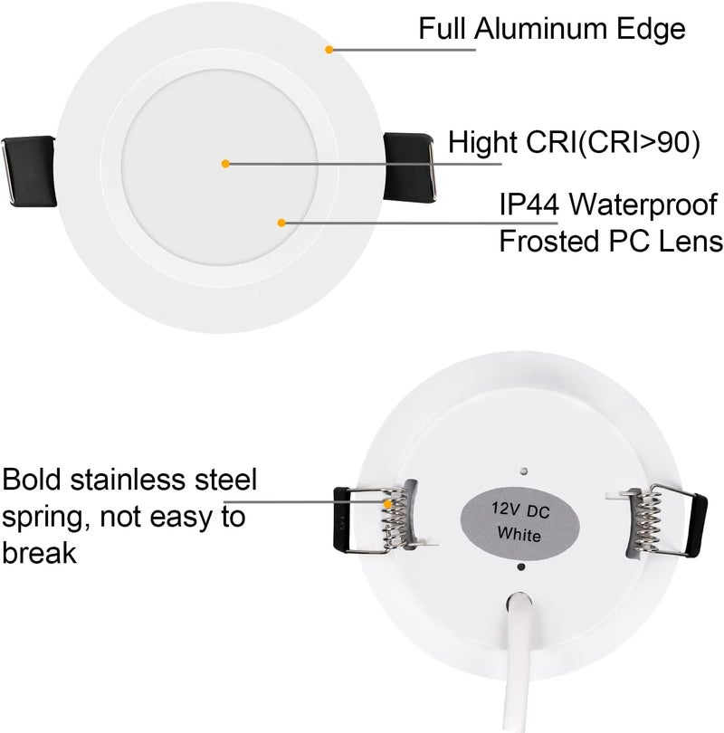 RVZONE RV Boat Recessed Ceiling Light 6 Pack 12V LED Puck Light with Hole Puncher DC 12V 3W Full Aluminum Downlights for Under Cabinet Camper Vans RV Interior Lighting,5500-6000k - Image 5
